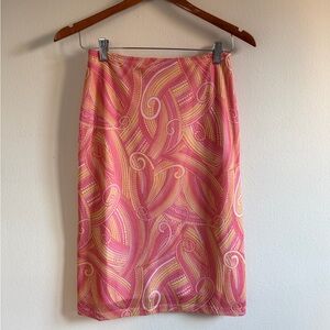 Volume 1 Vintage Pink and Yellow Patterned Skirt, Size Medium